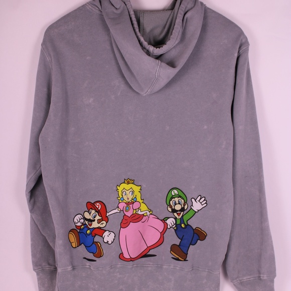 0272-Super Mario Hoodie – Gray – Size Small - Picture 2 of 8